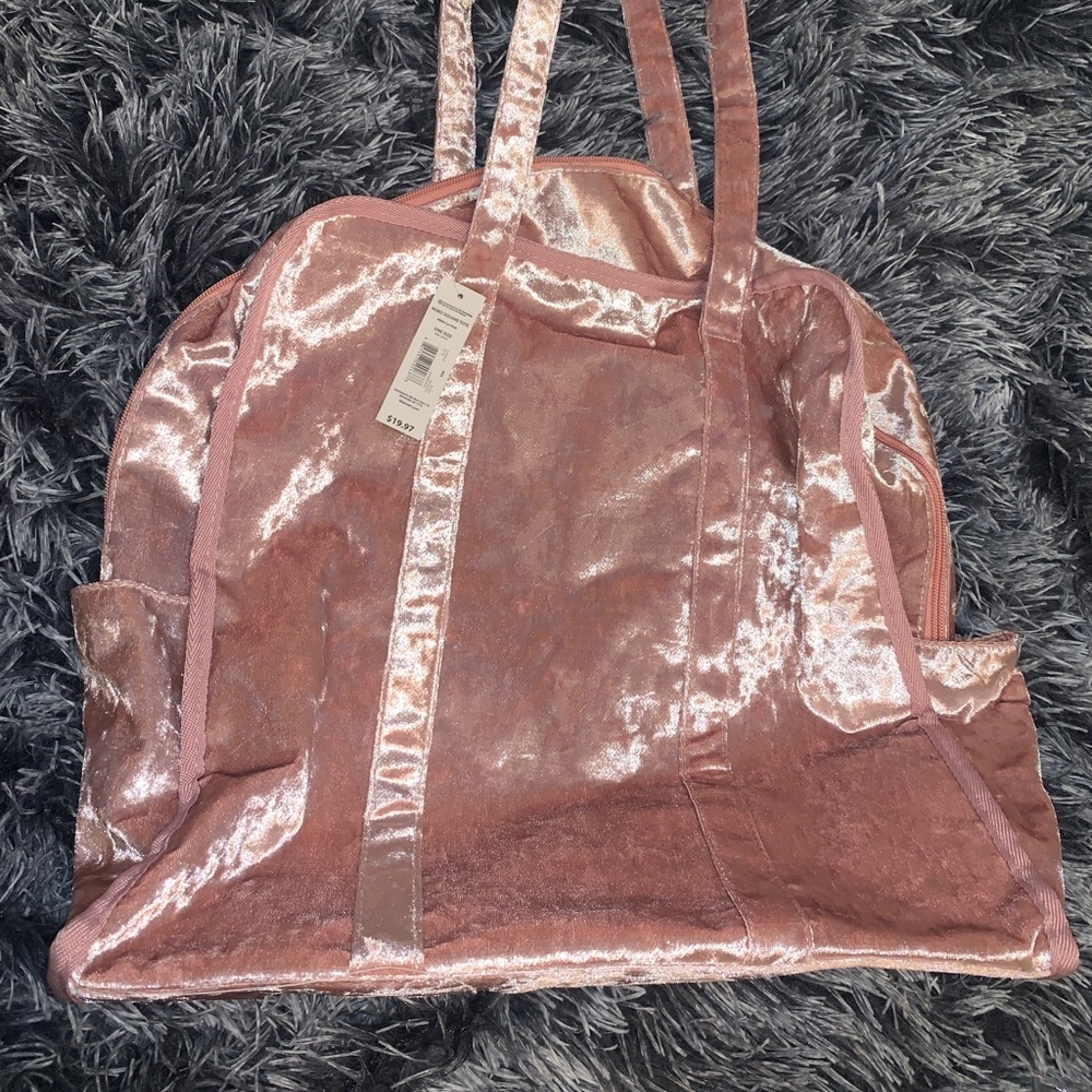 SOLD. Blush Pink Velour/ Velvet Gym Tote Bag